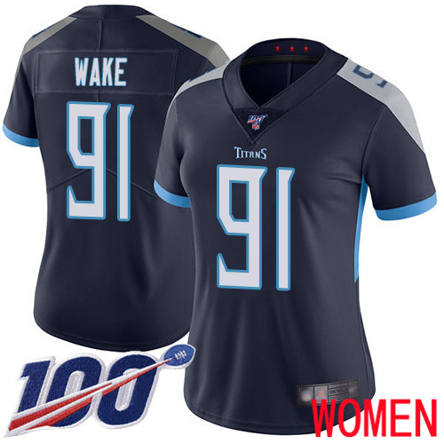 Tennessee Titans Limited Navy Blue Women Cameron Wake Home Jersey NFL Football #91 100th Season Vapor Untouchable